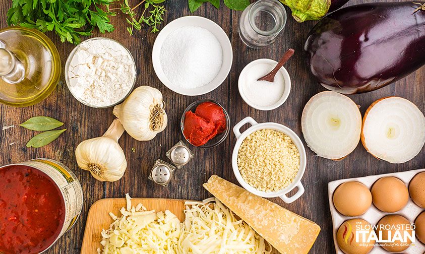 ingredients to make eggplant parmesan