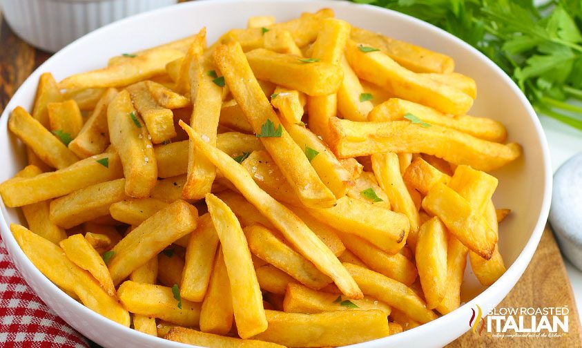 low bowl of air fried french fries