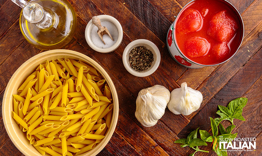 ingredients for penne with pomodoro sauce