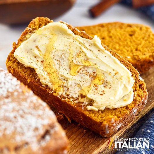 closeup of pumpkin bread