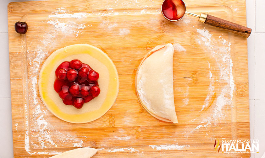 cherry hand pie folded in half