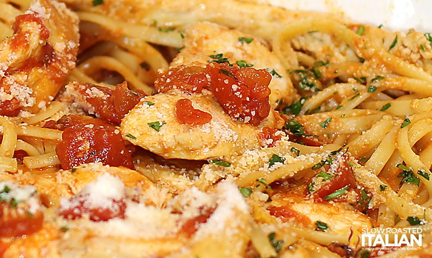 closeup of 25 minute Chicken Linguine Recipe