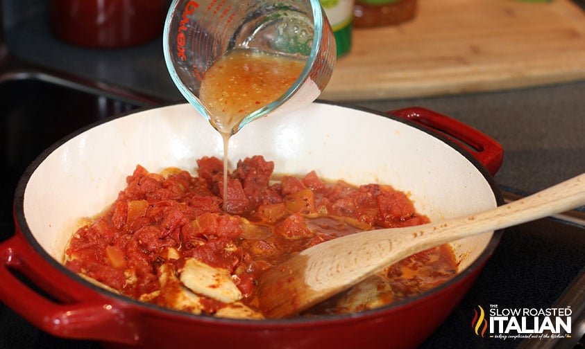 adding italian dressing to pan