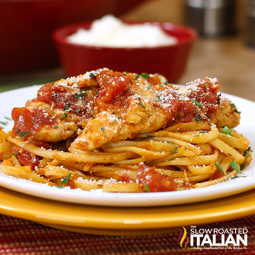 Parmesan Chicken Linguine. Quick & easy but dinner party ready!