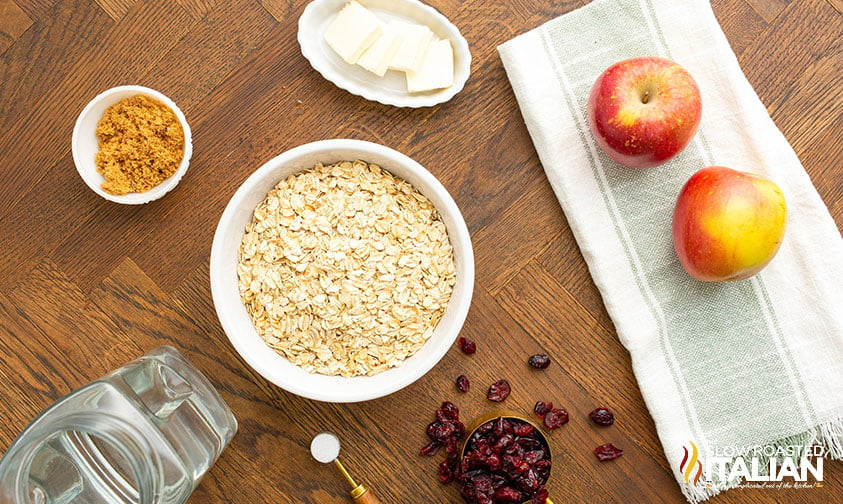 ingredients for cranberry apple crockpot oatmeal