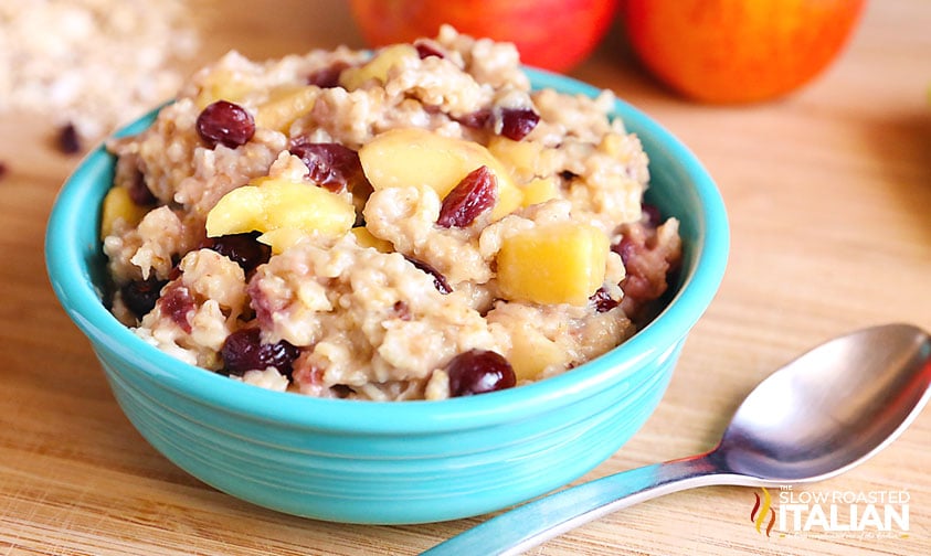 bowl of cranberry apple oatmeal