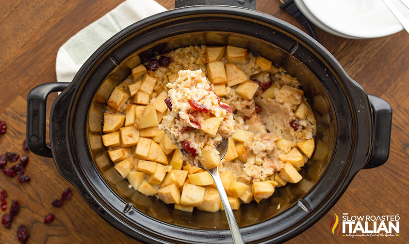 serving cranberry apple crockpot oatmeal