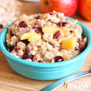 bowl of cranberry apple crockpot oatmeal