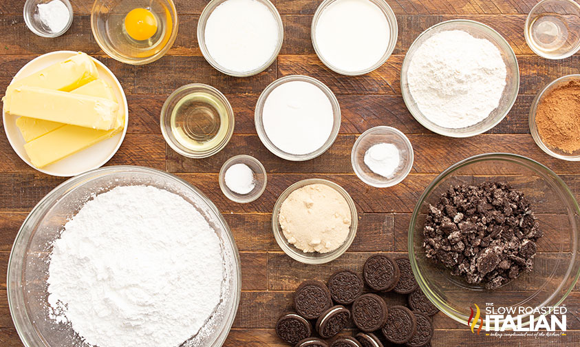 ingredients for oreo cupcakes