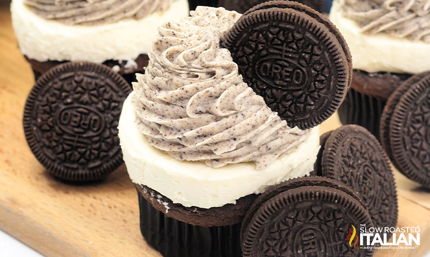 Extreme Oreo cupcakes closeup