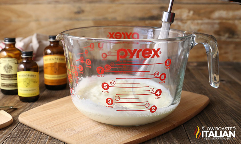 whisking ingredients for homemade whipped cream