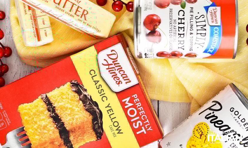 ingredients for cherry pineapple dump cake
