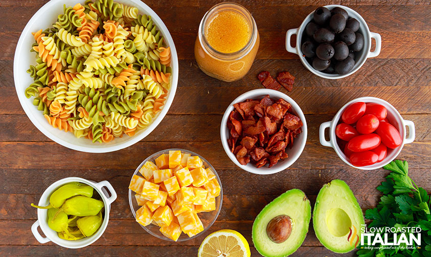 ingredients for rotini pasta salad