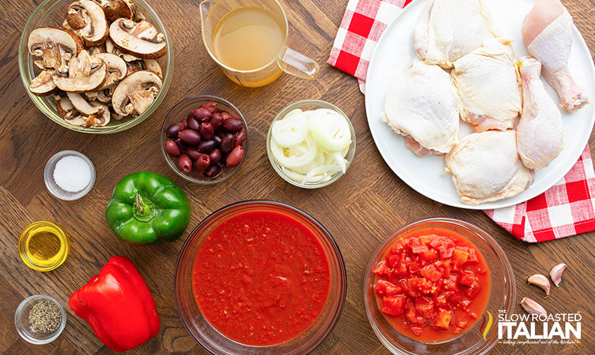 ingredients for slow cooker chicken cacciatore