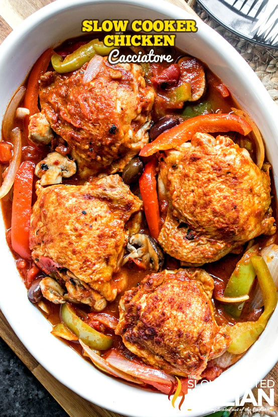 Titled Image: Slow Cooker Chicken Cacciatore
