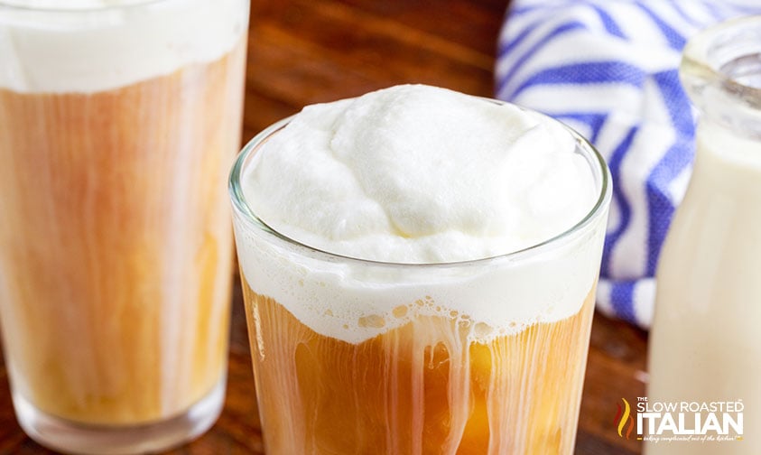 glasses of iced coffee with cold foam