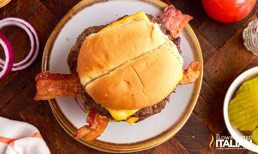 overhead: homemade butter burger