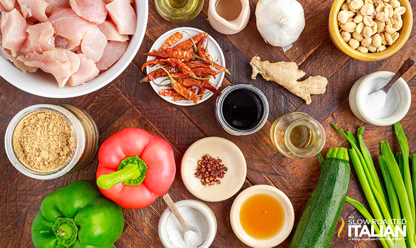 ingredients to make homemade kung pao chicken