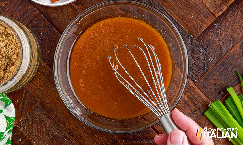 whisking marinade for kung pao chicken