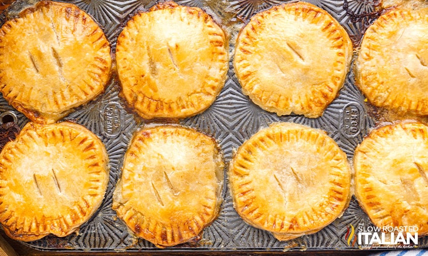 baked pot pies in muffin tin