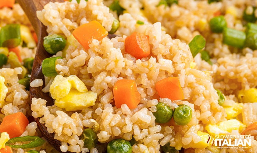 closeup: scooping fried rice