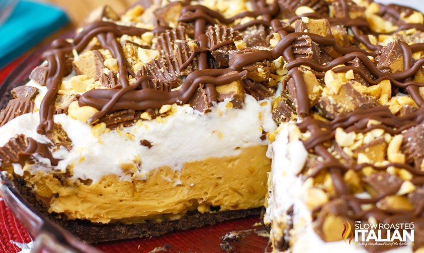 reeses pie with slice removed
