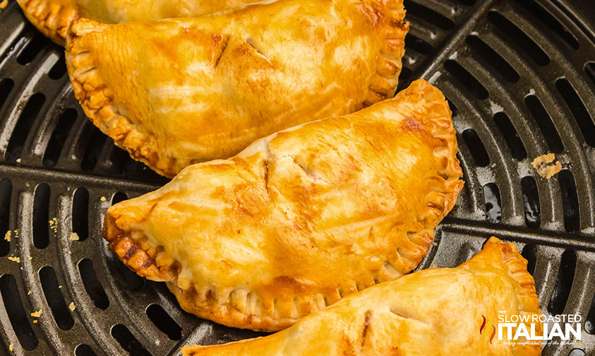 cooked apple hand pies in air fryer basket