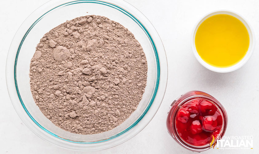 ingredients for chocolate cherry dump cake