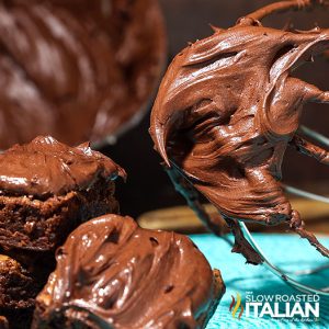 chocolate fudge icing in whisk