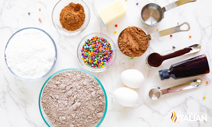 ingredients for cosmic brownie cookies