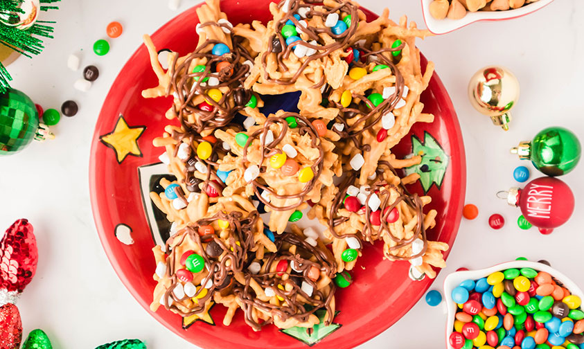 plate of haystack cookies