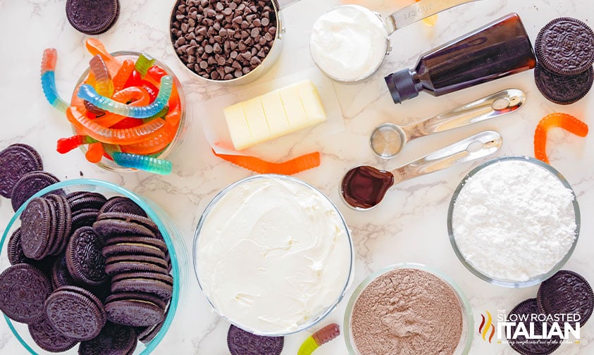 ingredients for dirt pudding cheesecake bars