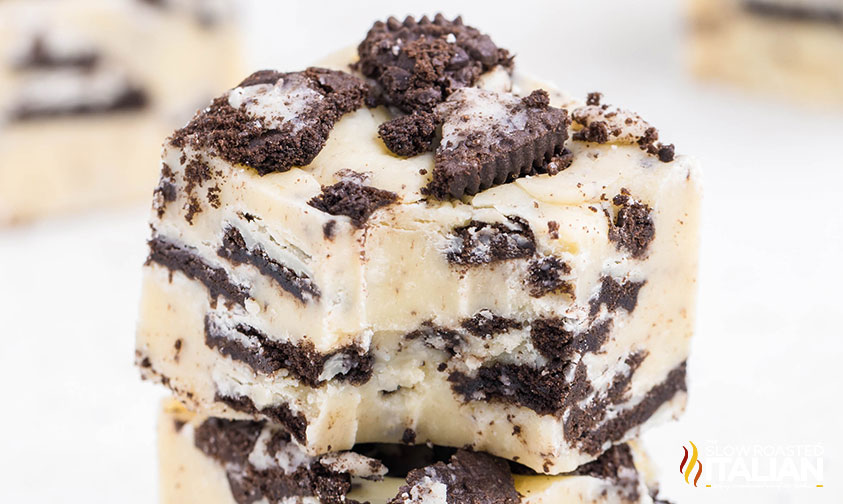 oreo fudge with bite taken