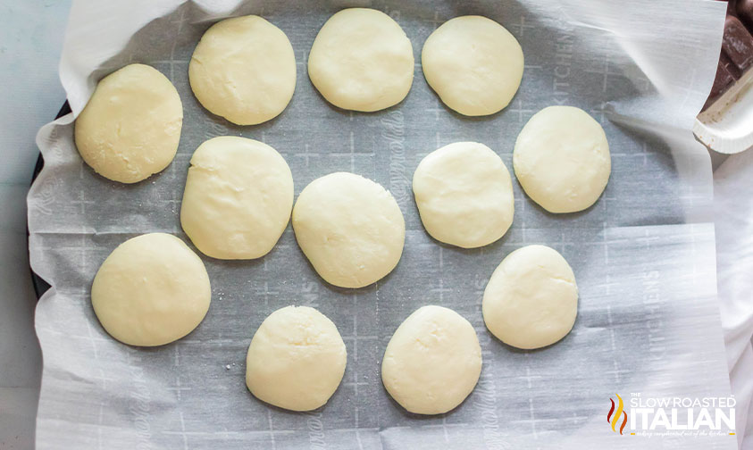 dough formed into peppermint patties