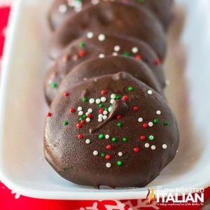 homemade peppermint patties on a serving tray