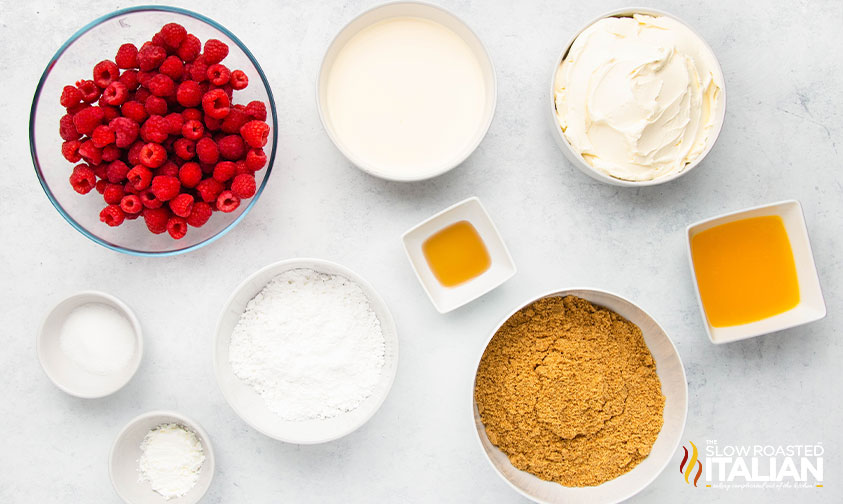 ingredients for raspberry cheesecake