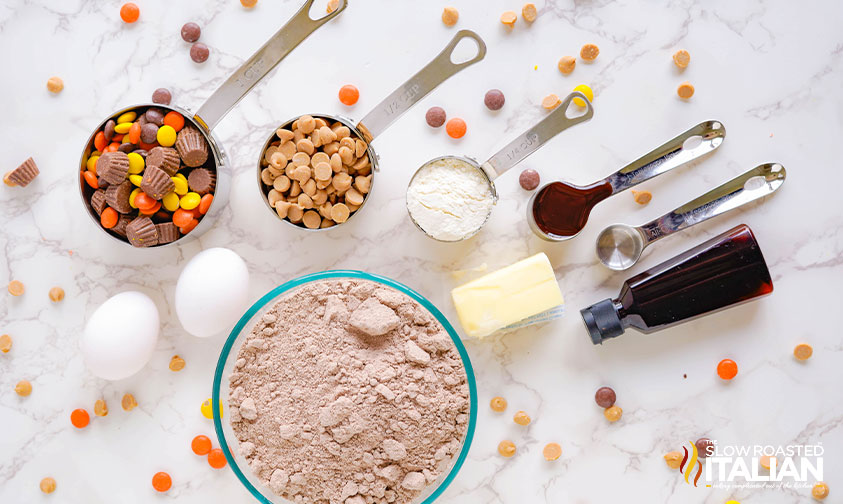 ingredients for reeses brownie cookies