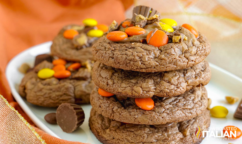stacked reeses brownie cookies