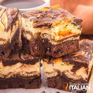 stacked tiramisu brownies