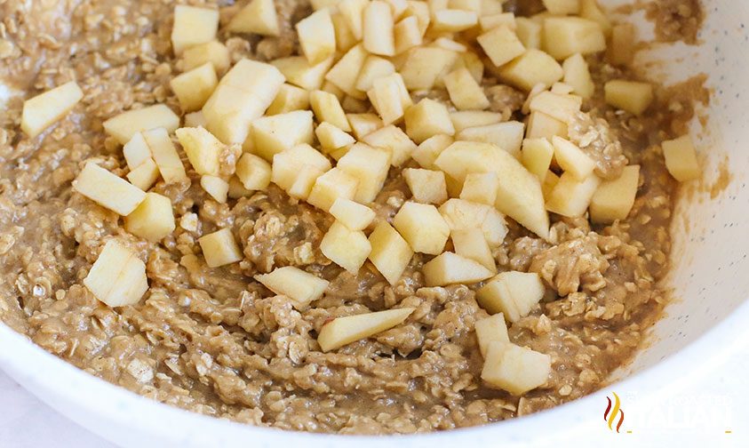 chopped apples added to oatmeal cookie dough