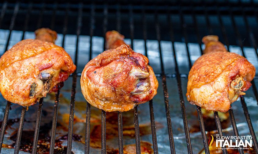 turkey legs on smoker grate