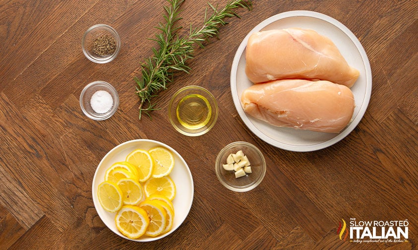 ingredients for baked lemon rosemary chicken breasts