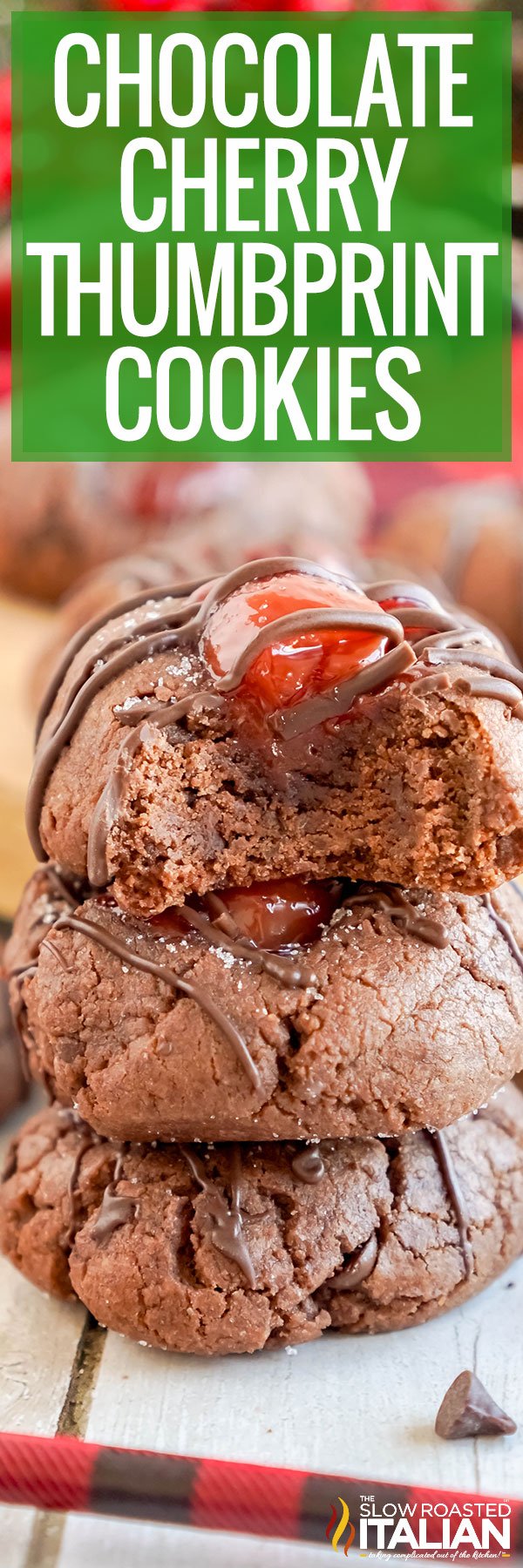 Chocolate Cherry Thumbprint Cookies - PIN