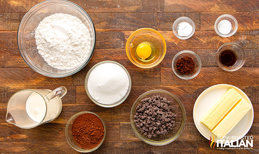 ingredients for chocolate thumbprint cookies