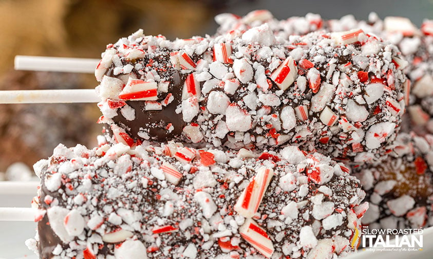 stacked peppermint marshmallow on a stick