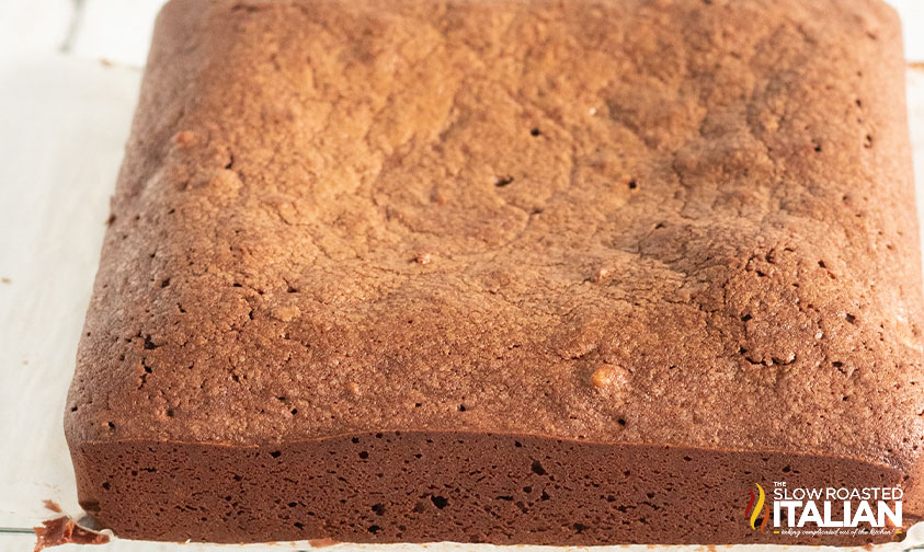 baked brownies on parchment