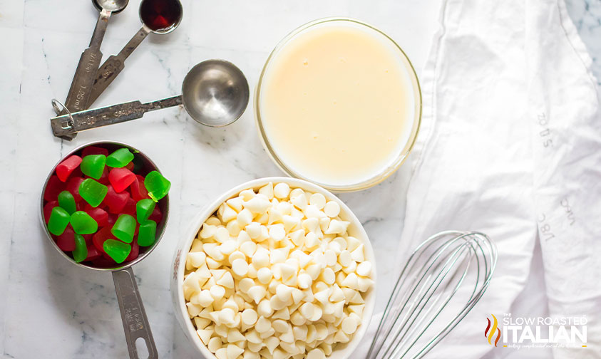 ingredients for gumdrop candy fudge