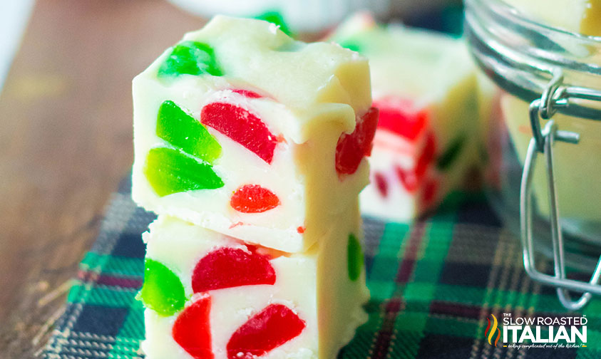 closeup of gumdrop candy fudge