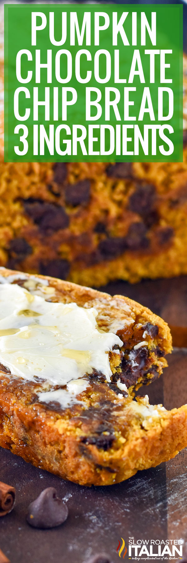 Pumpkin Chocolate Chip Bread 3 Ingredients - PIN