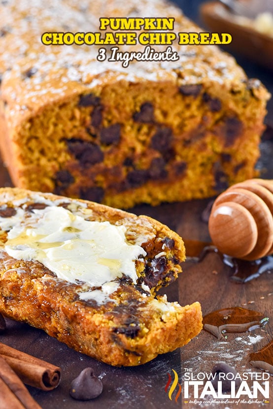 Titled Image: Pumpkin Chocolate Chip Bread 3 Ingredients